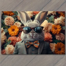Art Print Rabbit Suit Sunglasses Floral Bow Tie Dapper Easter Retro Cool Bunny