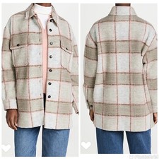 Closed Titania Plaid Shirt Jacket In Muddy Beige Size Medium $595