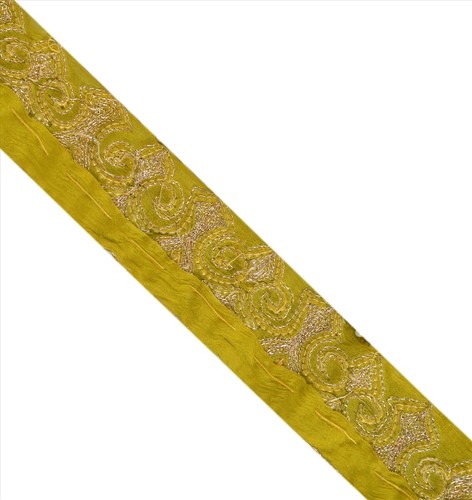 Sanskriti Vintage Saree Border Hand Beaded Indian Craft Trims Lace 1 Yard - Picture 8 of 8