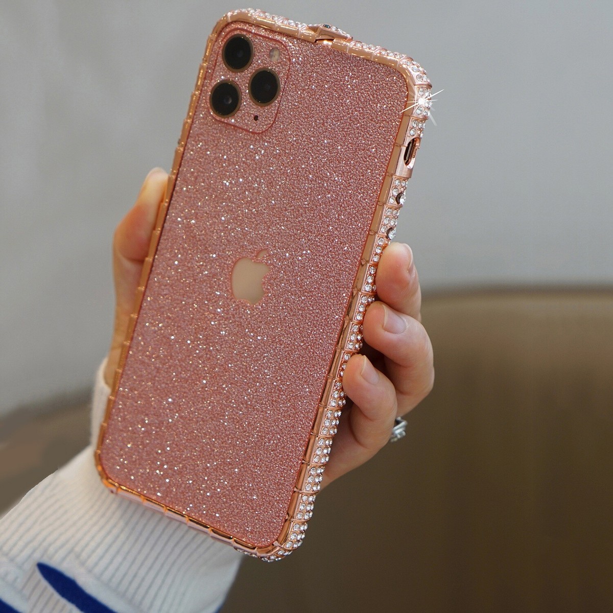 Custodia Glitter Con Serpente E Diamanti Per IPhone 15, 14, 13, 12, 11, Pro Max, XR, 8