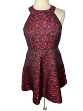 Calvin Klein Halter  Dress Jacquard Brocade Metallic Pockets Fit & Flare 10P