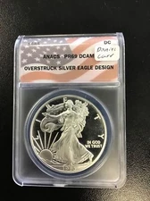 1985 Daniel Carr Overstruck Silver Eagle Design 1oz Silver Proof ANACS PR-69DCAM