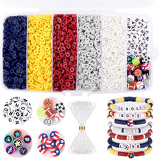 5134 Pcs Bracelet Making Kit for Boys, Red White Blue Clay Beads