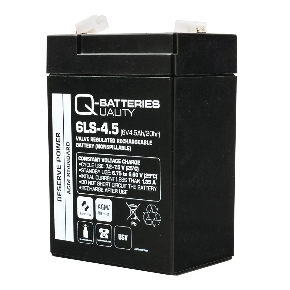 Q-Batteries 6LS-4.5 6V 4,5Ah Blei-Vlies Akku / AGM VRLA - Bild 3 von 4