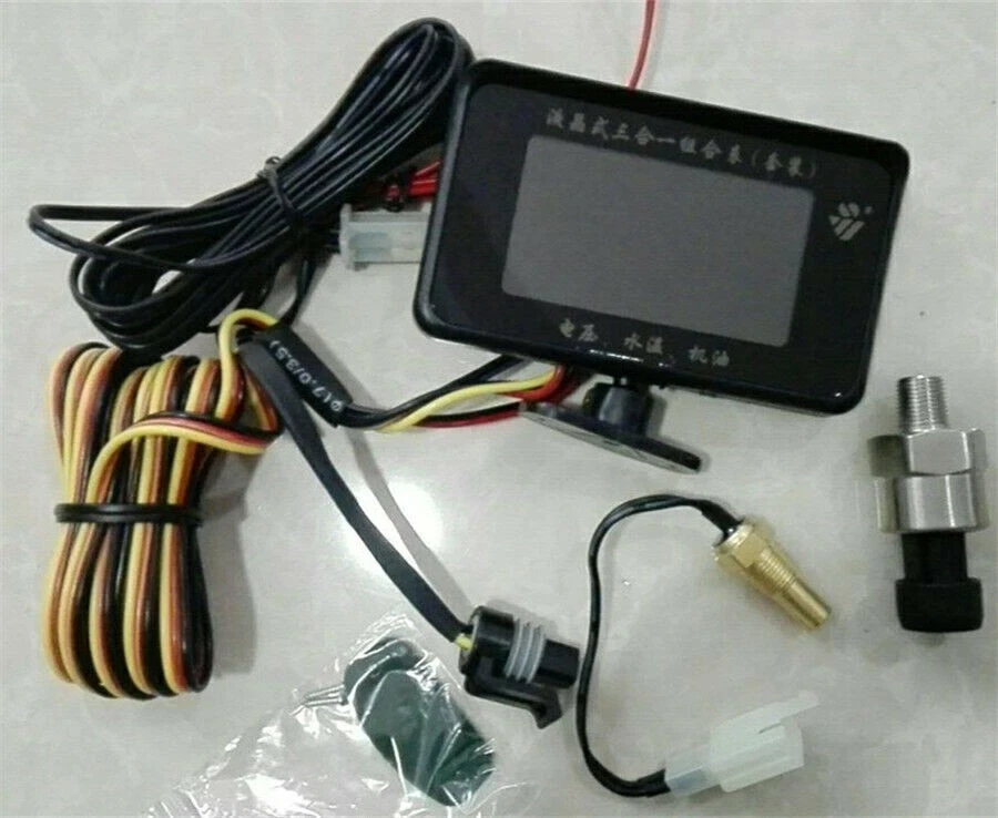 Universal 3IN1 Car LCD Water Temperature/Oil Pressure/Voltage Gauges w/ Sensors - Image 2 of 4