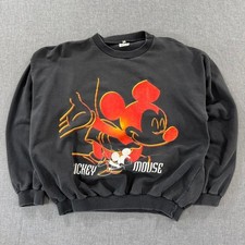 Vintage 90s Mickey Mouse Sweatshirt Disney Faded Black Mens Large