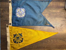 2 - U. S. Coast Guard Auxiliary Double Sided Boat Ship Flag - Yellow  Blue