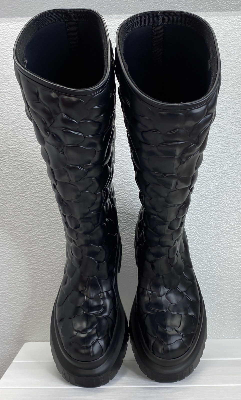 Valentino Garavani Atelier 03 Rain Boots Women Size 10 Black Rose Rubber Tall thumbnail 5