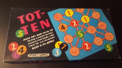 TOT-TEN Spiel von Spear's Games 1970. Für 2-6 Spieler ab 6 Jahren bis Erwachsene. 72 Scheiben.