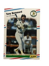 Excellent: Vintage 1988 FLEER Tony Bernazard Oakland Athletics Trading Card