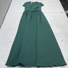 JJ's House Dark Green Chiffon Short Sleeve Bridesmaid Dress Women's Size Large
