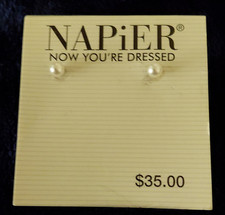 Napier Stud Earrings White Simulated Imitatio...