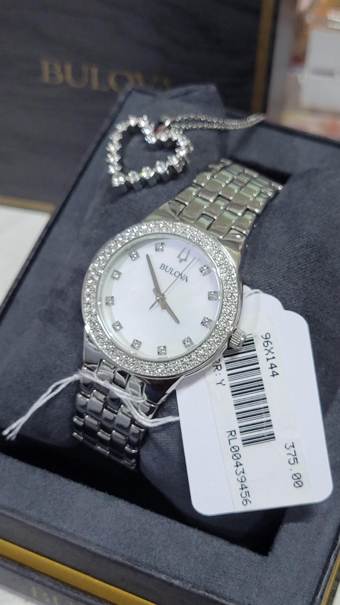 Bulova Crystal 34mm White Dial Watch w/ box Bulova Two-Tone Stainless Steel Women main image 4