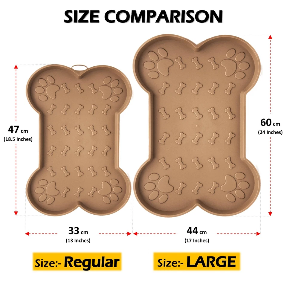 Dog Bone Shape Mat Pet Feeding Water Food Dish Tray Wipe Clean Floor Place Mat - Image 2 of 4