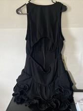 Black Cut Out Belted Frill Hem Mini Dress Women’s M NWT