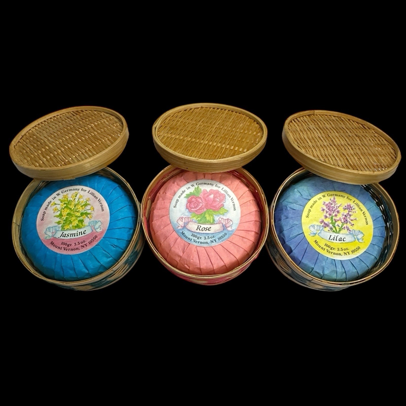 Lillian Vernon - Gift Scented Soap Baskets - Vintage - Jasmine Rose Lilac 3.5oz