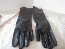 LADIES LONG GLOVES LEATHER MADE IN ITALY 100 SILK LINING SIZE 7/M USED
