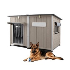 55" L Extra Large Dog House Outdoor with Window, XL Dog House Pet Shelter for...