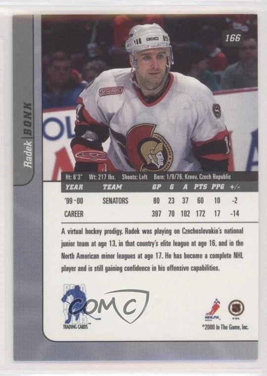 2000 ITG Be A Player Signature Series Ruby Chicago Sun-Times /10 Radek Bonk #166 - Image 2 of 2