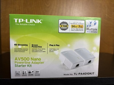 TP-LINK AV500 500Mbps Powerline Ethernet Adapter 2-Pack TL-PA4010KIT *NO CABLES*