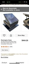 Remington Solar 40W Galvanized Black Steel Roof Mount Solar Attic Fan SF40