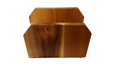 Bed Bath & Beyond Wooden Napkin Holder Brown Wood Tabletop Kitchen 6x6x3