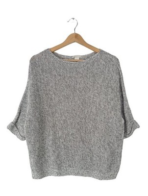 H&M BASIC Strickpullover Damen Pullover Gr. DE 38 hellgrau Casual-Look