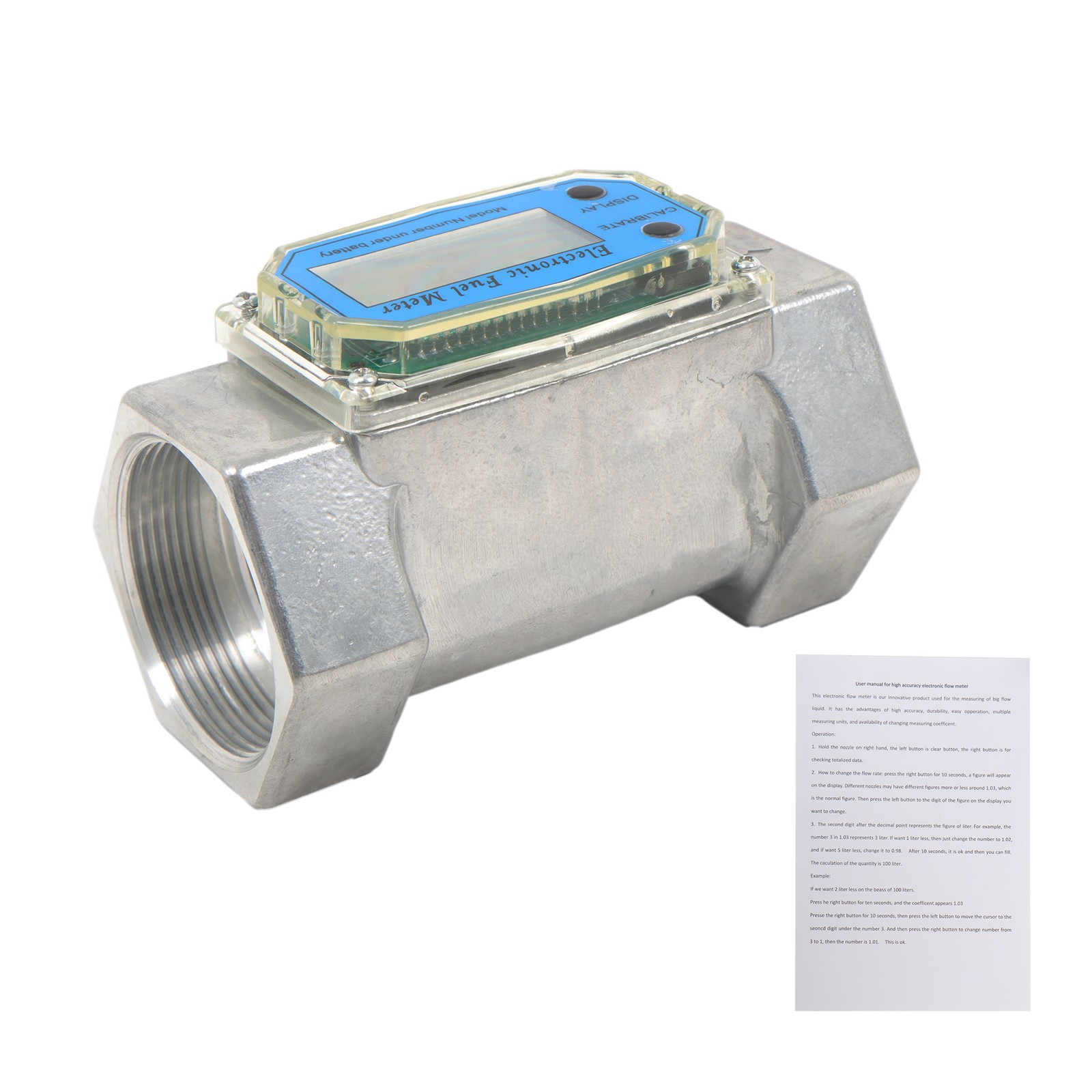2 inch Digital Flow Meter 15.8-132 GPM for Accurate Liquid Flow Measurement