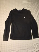 Polo Ralph Lauren Boys Long Sleeve Logo Crew Neck Solid Black Sweater Size 8