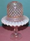 Fenton Pink 95th Carnival Glass Hobnail Champagne 3 Piece Pedestal Fairy Lamp