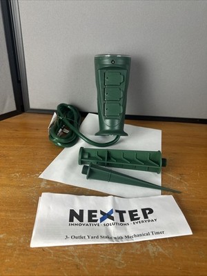 Nextep Green Outdoor 3 Outlet Auto Timer With Yard Stake Unused