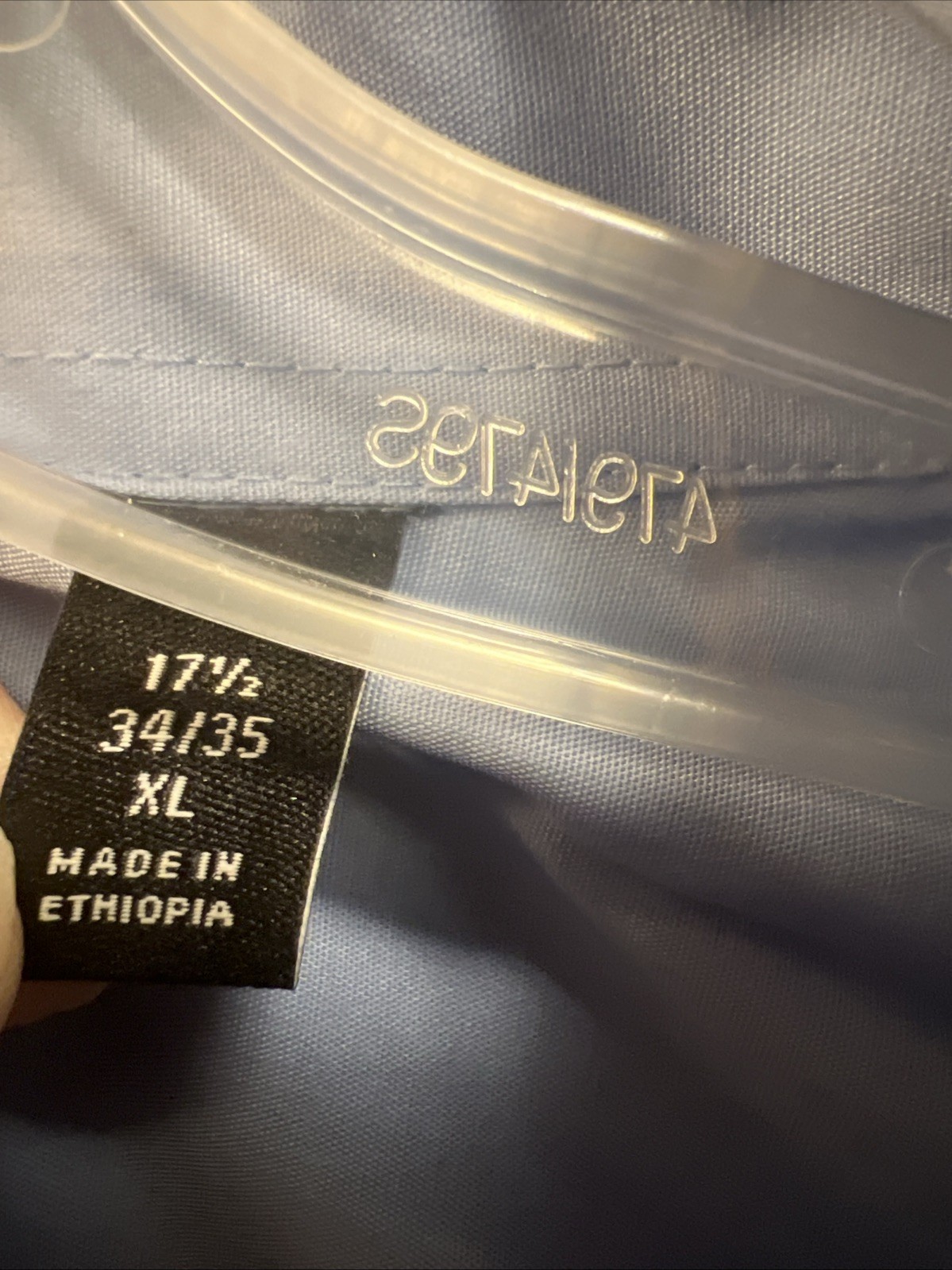 Van Heusen Shirt Mens 17.5 34/35 Cameo Blue Flex Collar Regular Fit NWT! thumbnail 4