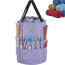 HOMEST Crochet Bag Organizer for Yarn Storage, and Knitting Accessories Purple
