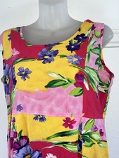 Vintage JAMS WORLD 'Hank Hanky' Floral Tank Midi Dress Pockets Pretty Pansies-M