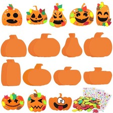40Pcs Halloween Foam Pumpkin Craft Kit Decorations with Foam Fall Maple Leave...