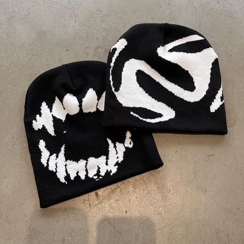 Women Hat Knitting Beanies Goth Tooth Caps Men Y2k Streetwear Winter Fashion - Picture 10 of 14