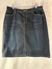 Christopher Banks Denim Skirt Size 12 Dark Wash Knee Length
