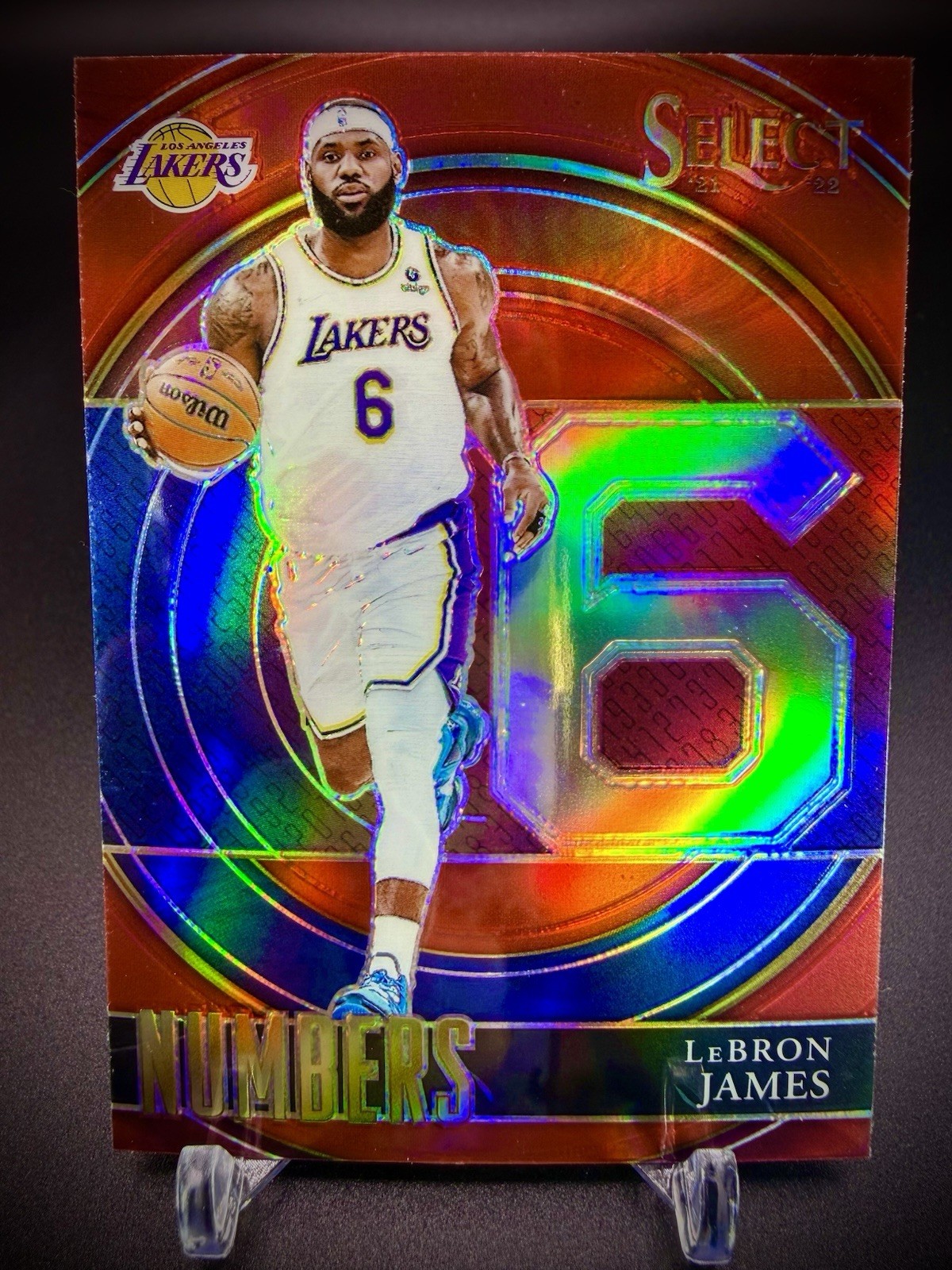 🏀🔥2021-22 Panini Select Lebron James Select Numbers #6 Red Prizm🔥🏀