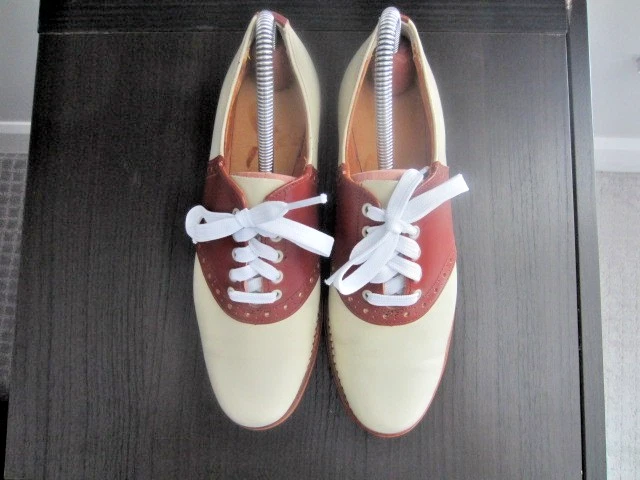Vintage 50's/60's Women's Tan & Brown Saddle Shoes Goodyear welt size 8 - Image 3 of 4