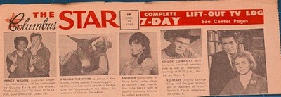 1965 Columbus Star TV Log Newspaper Nancy Wilson Gunsmoke Ken Curtis Anne Helm