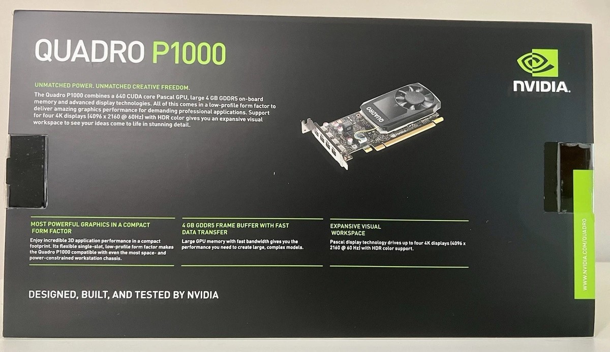 NVIDIA Quadro P1000 4GB GDDR5 Graphics Card for sale online | eBay