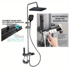 Bathroom Rainfall Shower Faucet Set Exposed Shower System Fixtures Wall Mounted