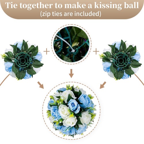 2 Pack Blue Faux Silk Rose Flowers, Artificial, Wedding, Party, Centerpiece. - Picture 8 of 9