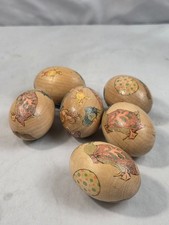 6 Wooden Decoupage Easter Eggs. 122