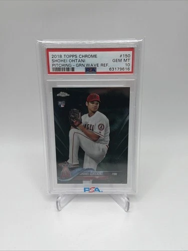 2018 Topps Chrome MLB Shohei Ohtani ‘PITCH GREEN WAVE RC REFRACTOR’ #/99 PSA 10