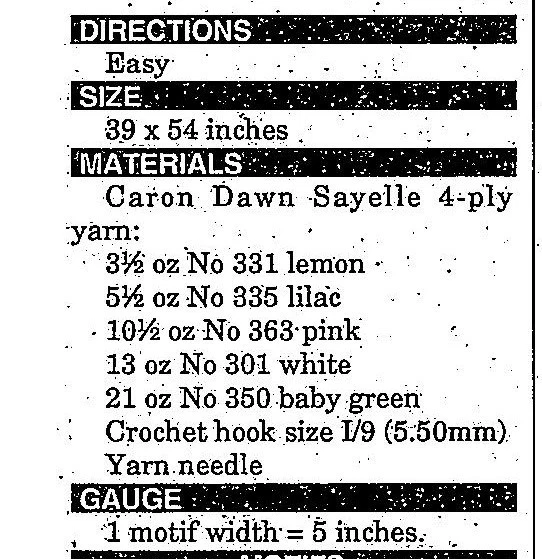 Crochet; Summer Garden Afghan (#P157) patrón de ganchillo vintage