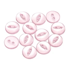12pcs Pink Round Sewing Buttons 10mm Resin 2-Hole Fish Eye Craft Button
