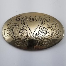 Vintage Belt Buckle Engraved Heart Floral Design Filigree Faint Western Gift