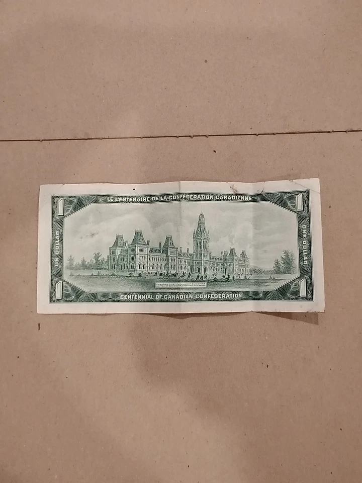 1867 1967 Centennial Of Canadian Confederation $1 One Dollar Bill UNC . VINTAGE - Image 2 of 4
