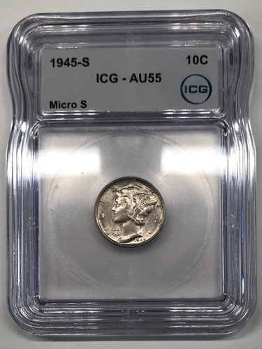 1945-S Micro S Mercury Dime ICG AU55 - Campos